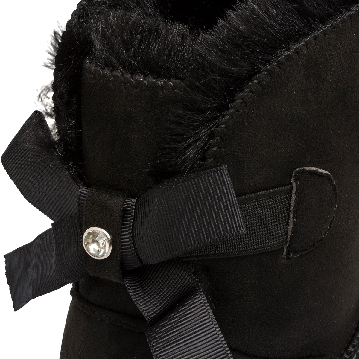 Stivaletti imbottiti neri da donna effetto scamosciato con fiocco e strass Lora Ferres - Image 5