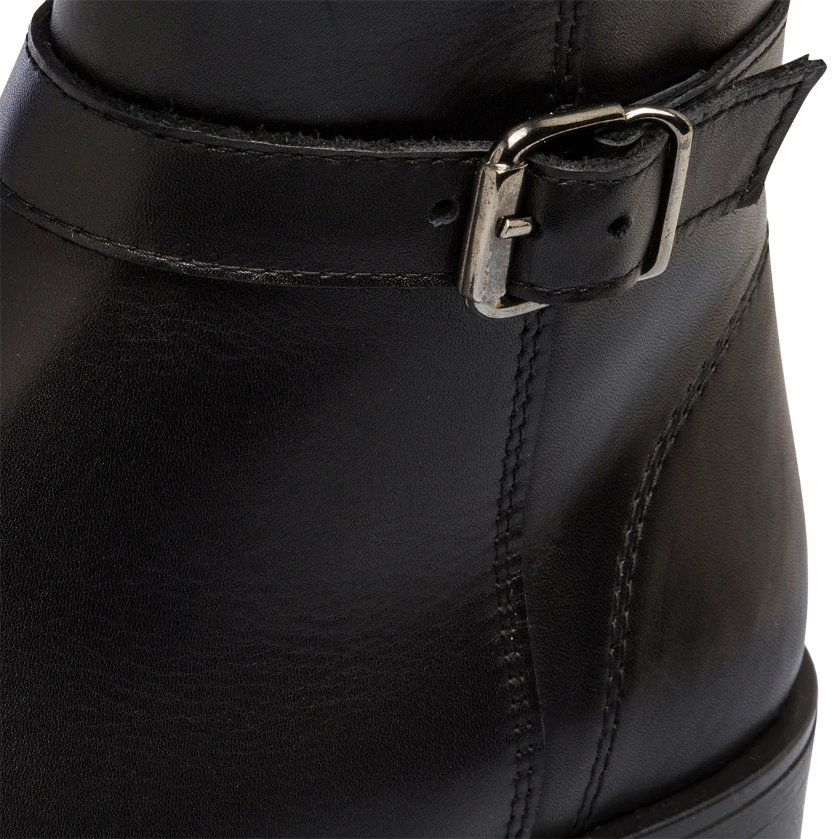 Stivaletti neri da donna in pelle con cinturino Primopiano - Image 7