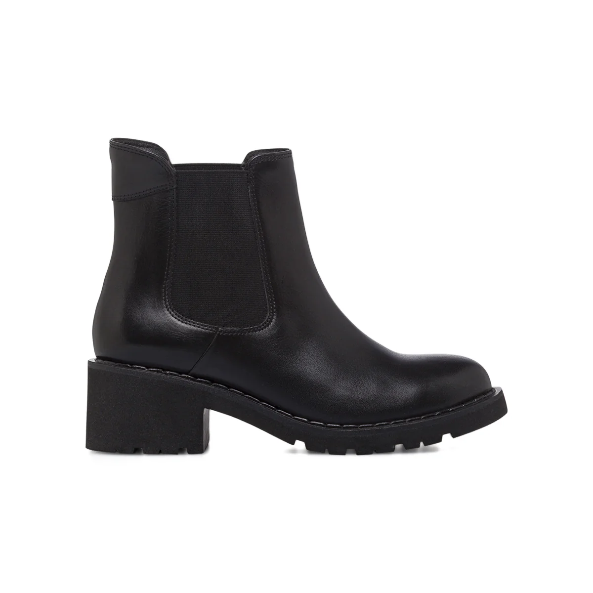Stivaletti neri da Donna in pelle con elastico laterale Primopiano