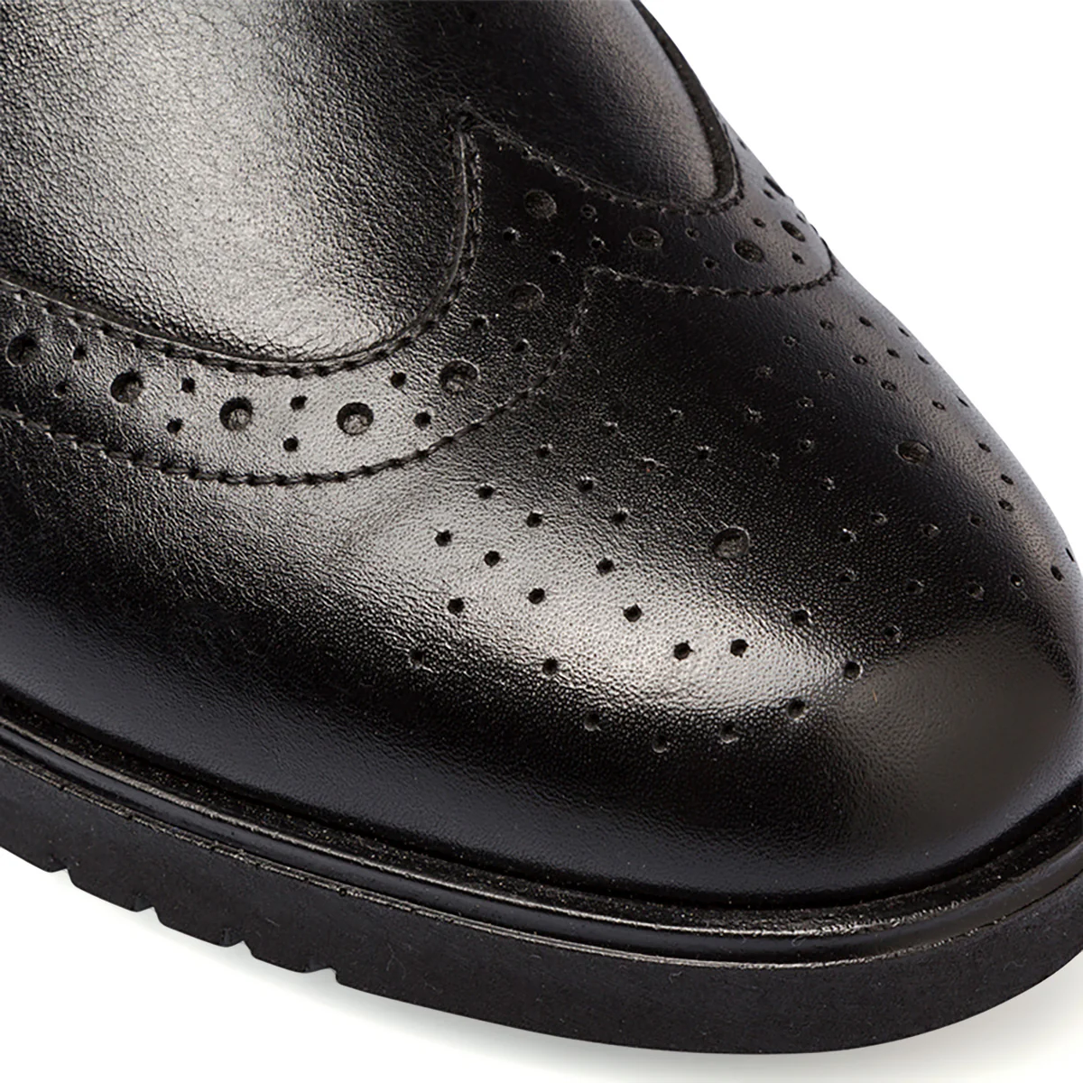 Stivaletti neri da donna in pelle con zip e dettagli brogue Primopiano - Image 6