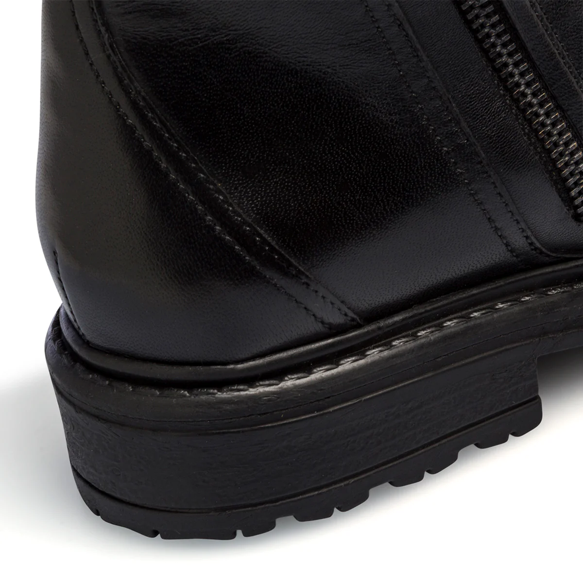 Stivaletti neri da donna in pelle con zip laterali Primopiano - Image 8