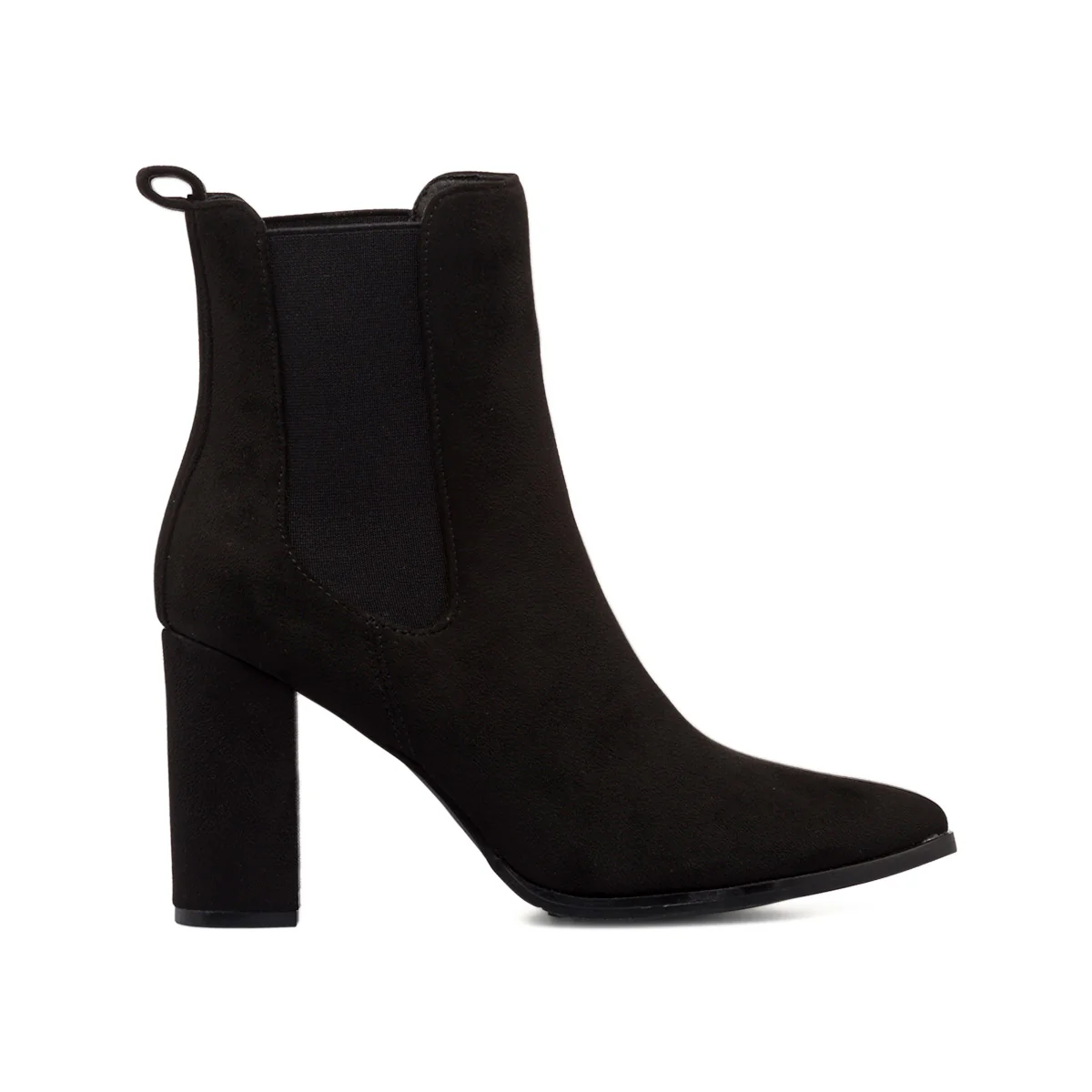 Stivaletti neri da donna in tessuto con inserti elastici e tacco 9 cm Lora Ferres