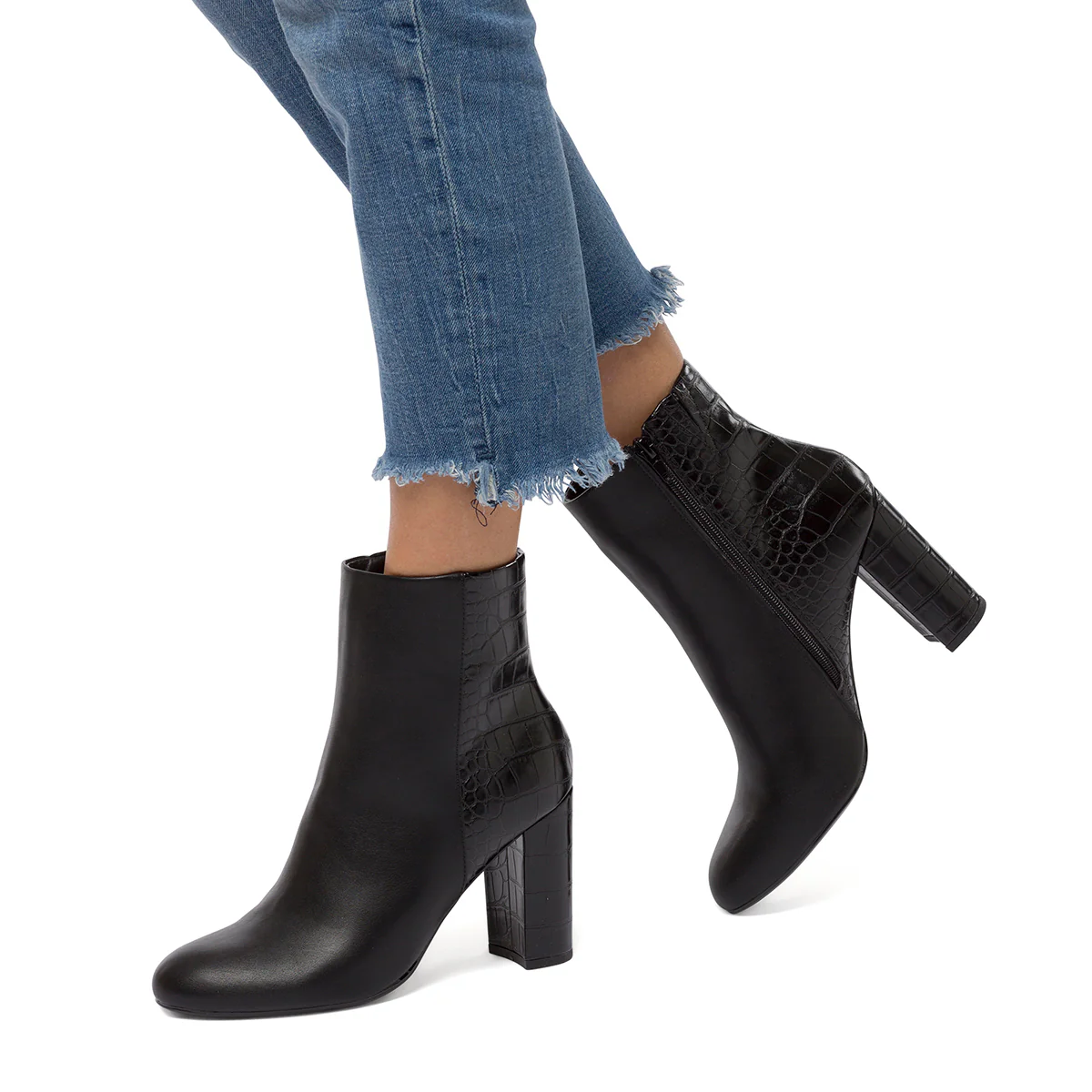 Stivaletti neri effetto cocco da donna con tacco 9 cm Swish Jeans