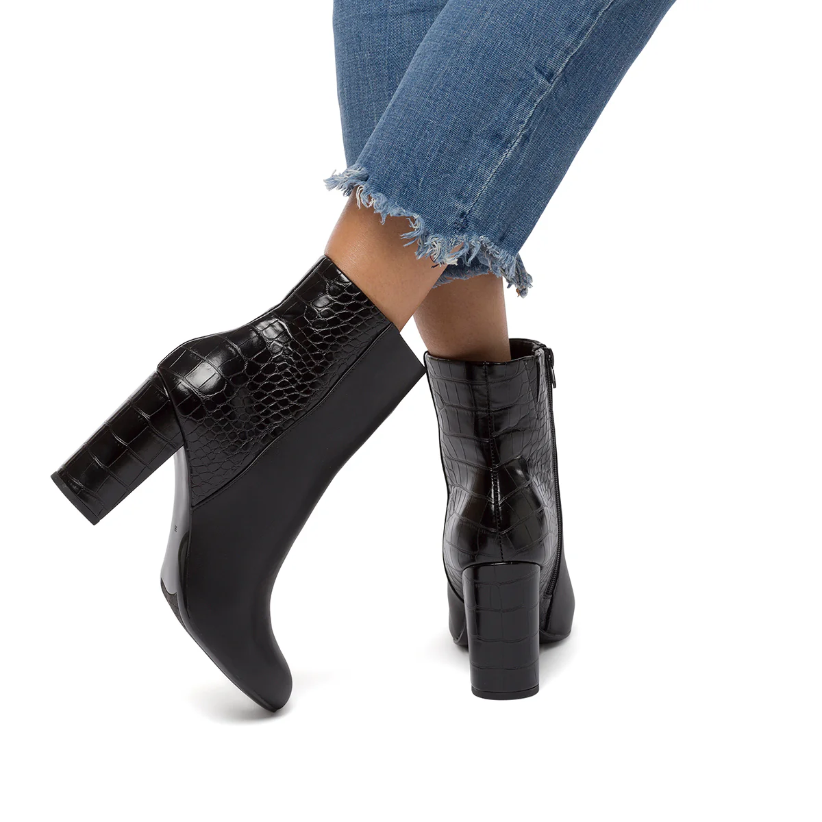 Stivaletti neri effetto cocco da donna con tacco 9 cm Swish Jeans - Image 10