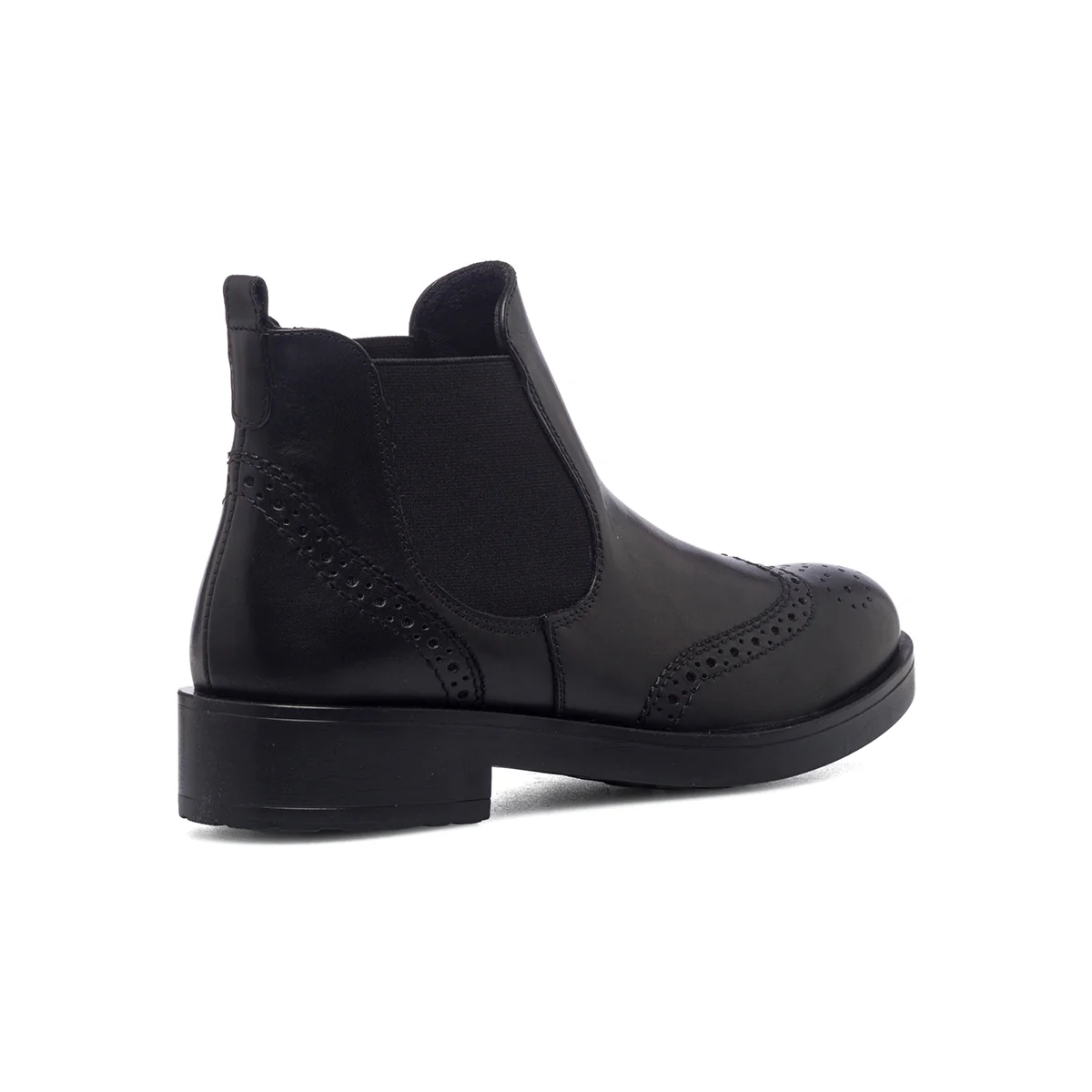 Stivaletti neri in pelle con inserti elastici Primopiano - Image 3