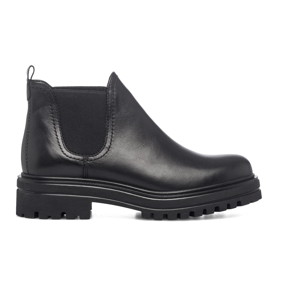 Stivaletti neri in pelle con inserti elastici Primopiano