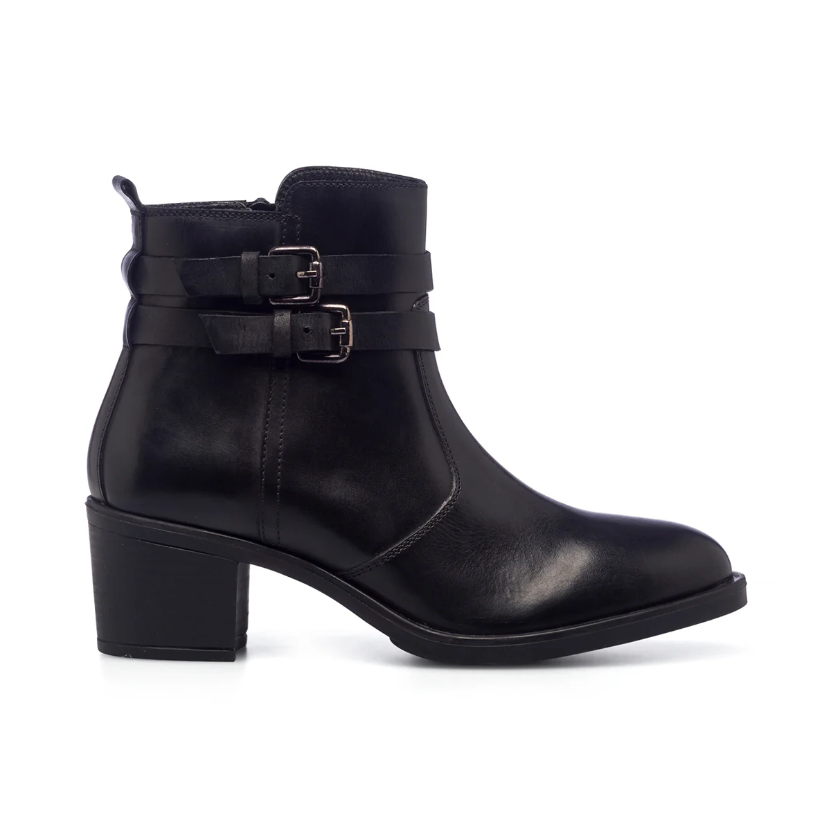 Stivaletti neri in pelle con tacco 5 cm Primopiano