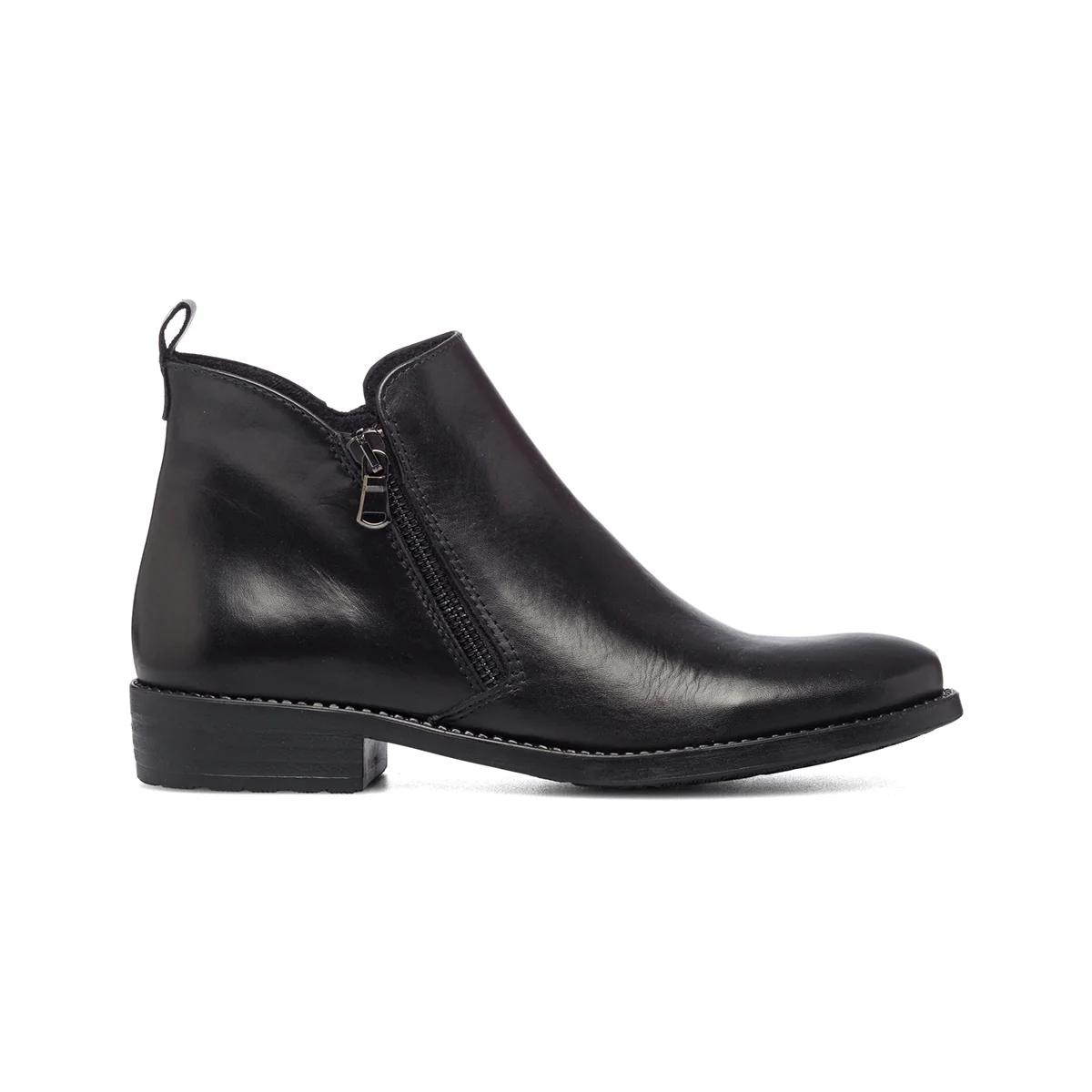 Stivaletti neri in pelle con zip laterali P Essentials