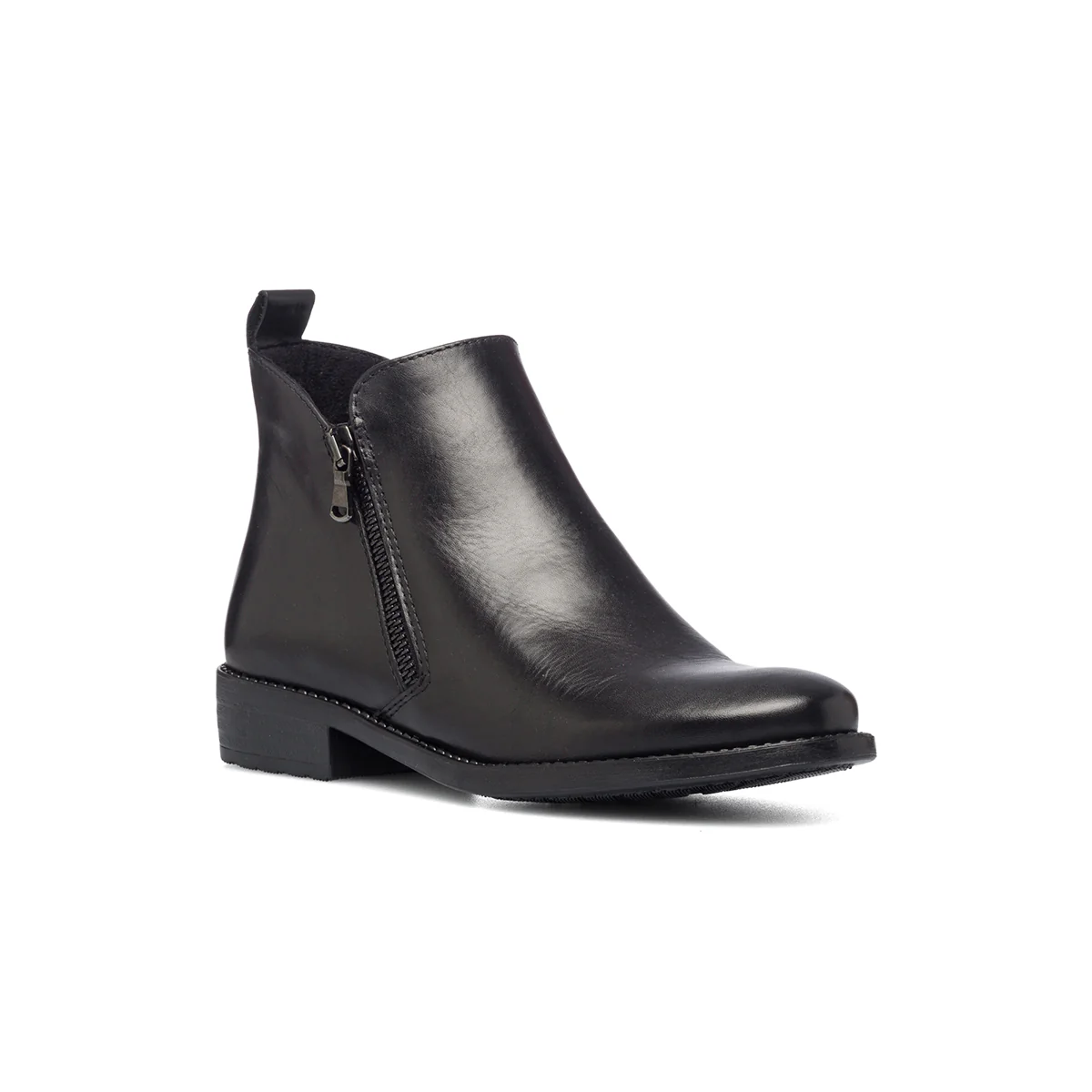 Stivaletti neri in pelle con zip laterali P Essentials - Image 2