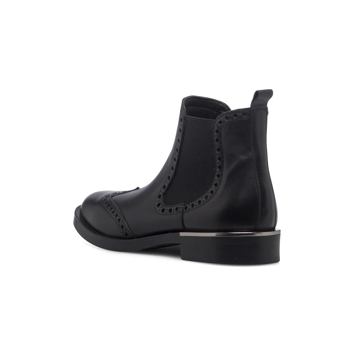 Stivaletti neri in pelle da donna con dettagli brogue P Essentials - Image 3