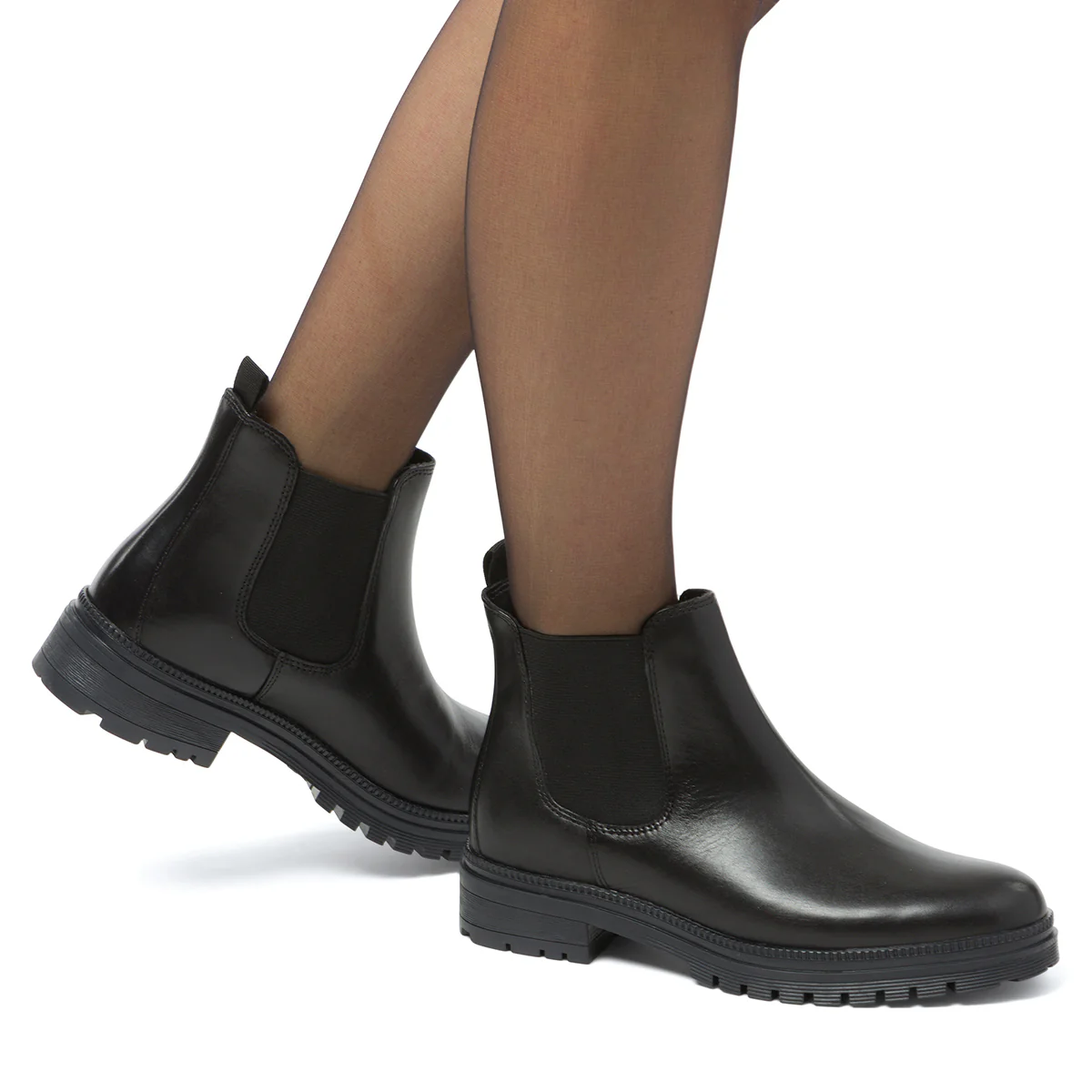 Stivaletti neri in pelle da donna con elastico laterale Primopiano - Image 2
