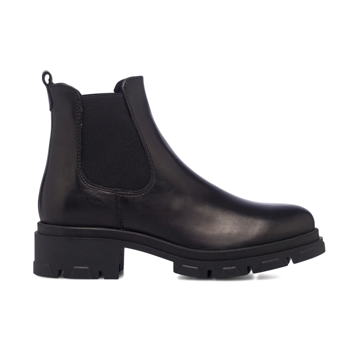 Stivaletti neri in pelle da donna con inserti elastici Primopiano