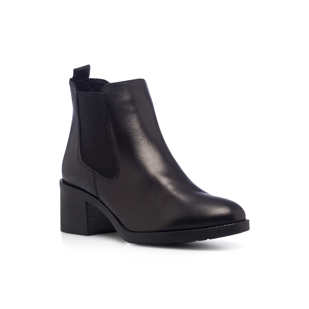 Stivaletti neri in pelle da donna con tacco 5 cm e inserti elastici Primopiano - Image 2