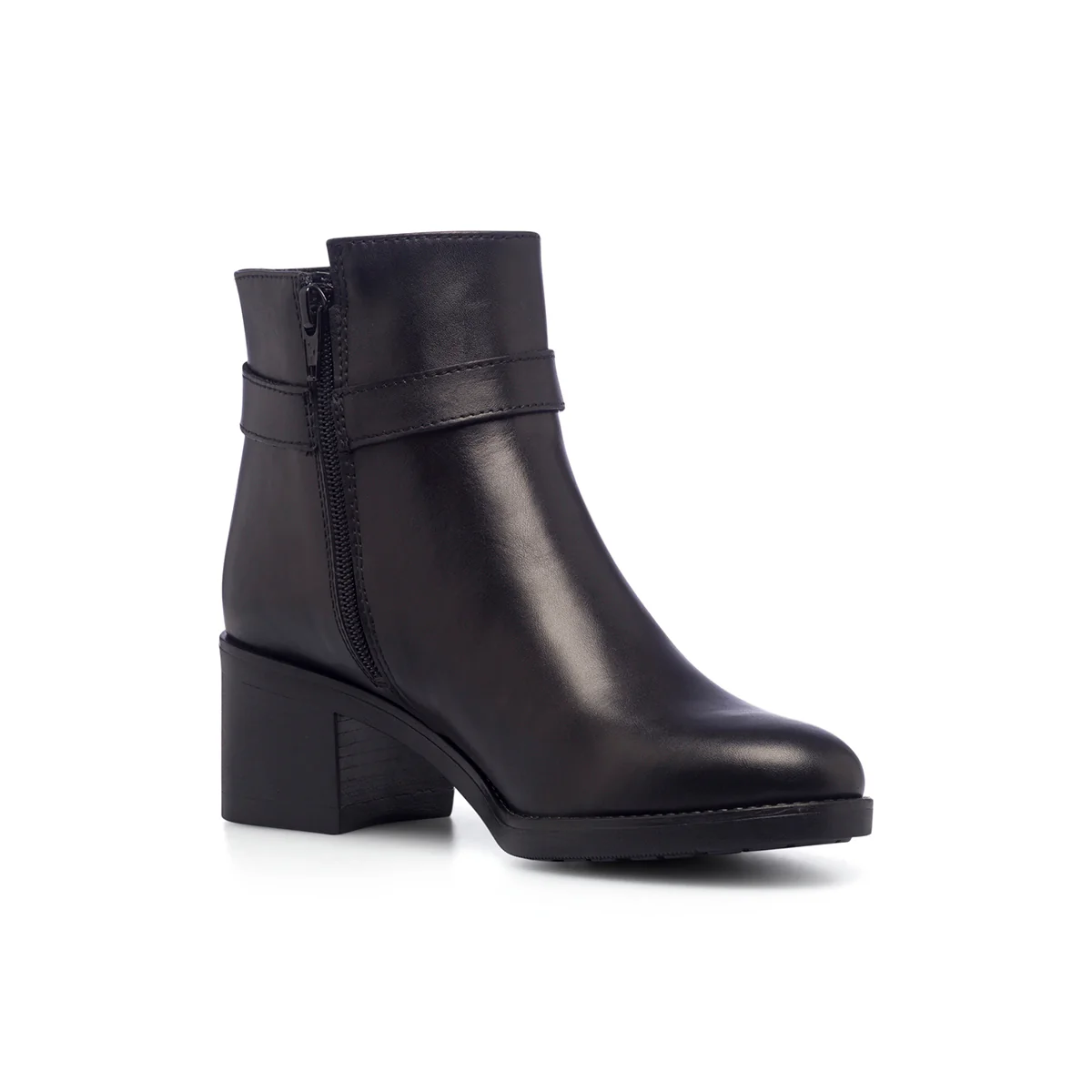 Stivaletti neri in pelle da donna con tacco 5 cm Primopiano - Image 4