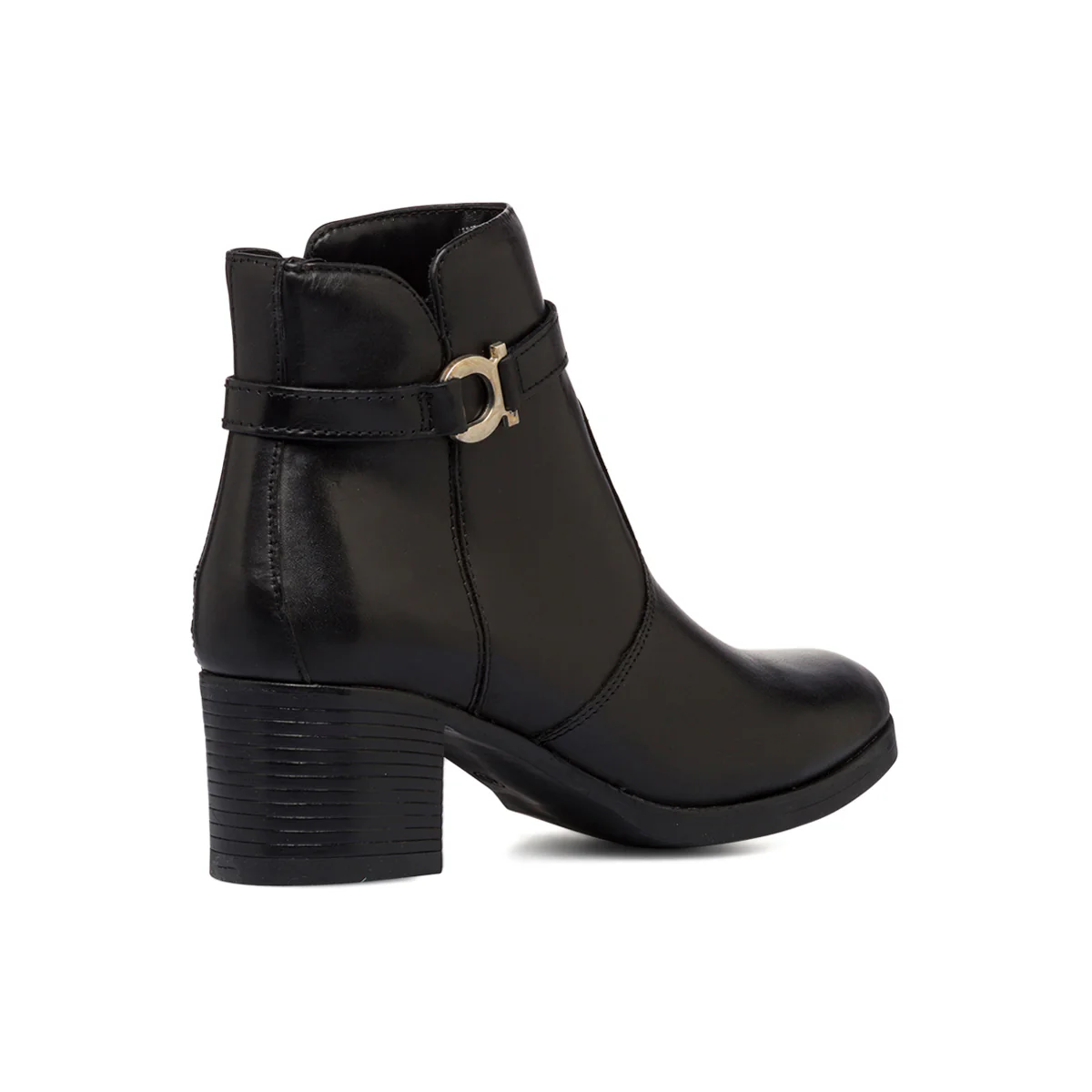 Stivaletti neri in pelle da donna con tacco 6 cm e cinturino Primopiano - Image 5
