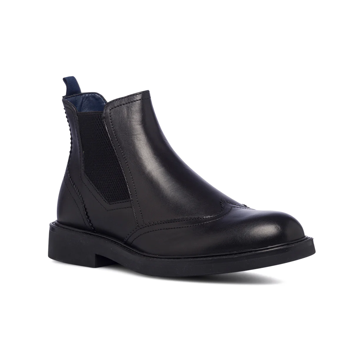 Stivaletti neri in pelle da uomo con inserti elastici Romeo Gigli - Image 2