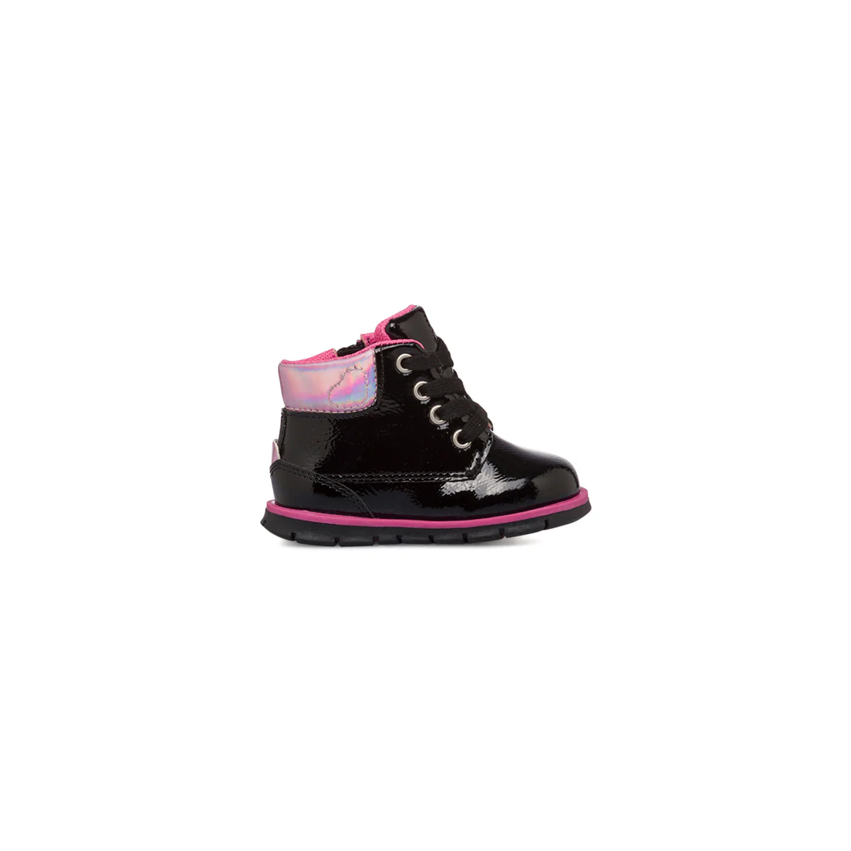 Stivaletti neri in vernice da bambina con dettagli fucsia Chicco Faustina