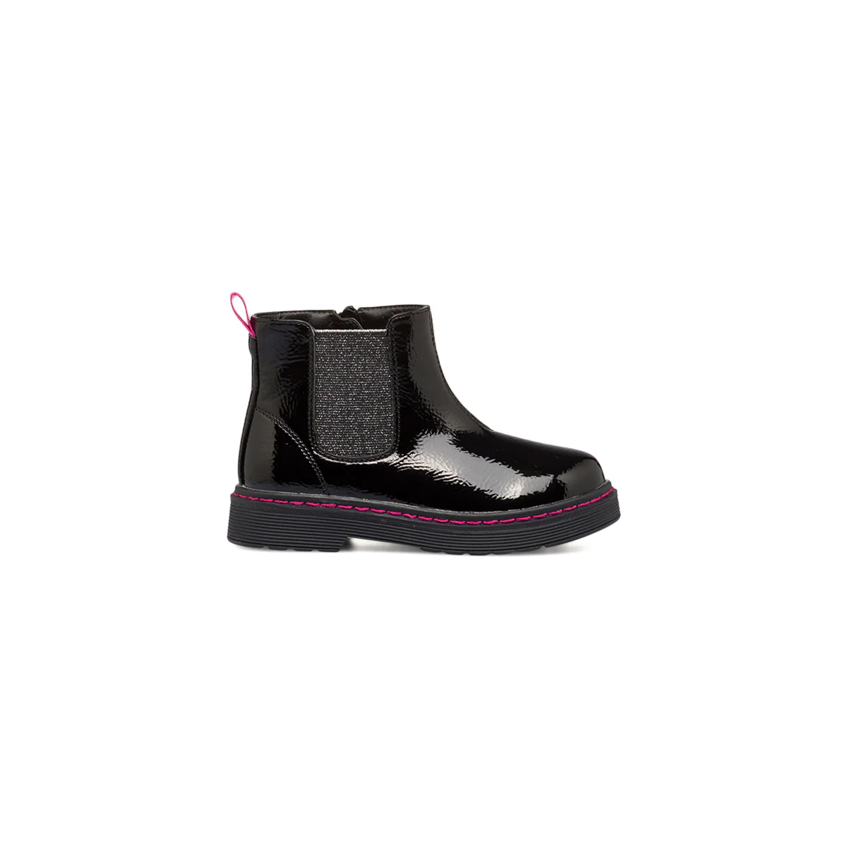 Stivaletti neri in vernice da bambina con zip e inserto elastico Le scarpe di Alice