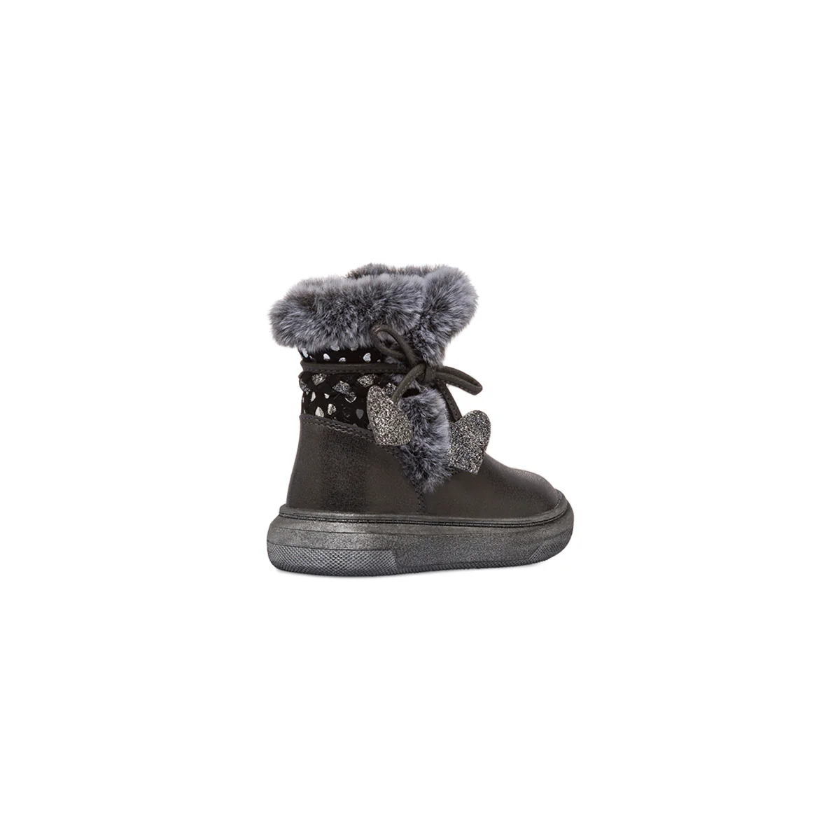 Stivaletti imbottiti neri metal da bambina con finta pelliccia Le Scarpe di Alice - Image 3