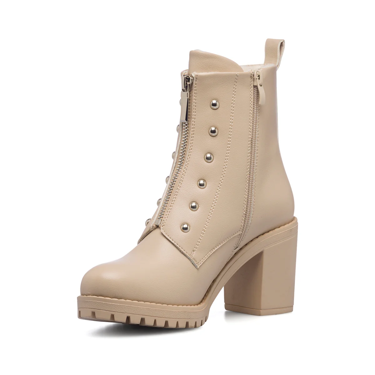 Stivaletti off-white da donna con borchie e zip frontale Lora Ferres - Image 15