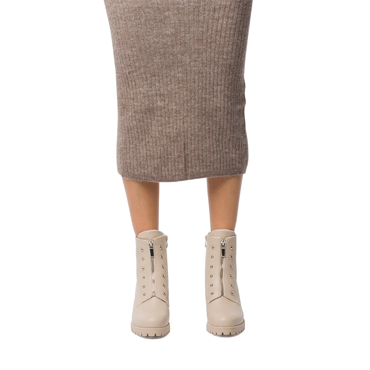 Stivaletti off-white da donna con borchie e zip frontale Lora Ferres - Image 2