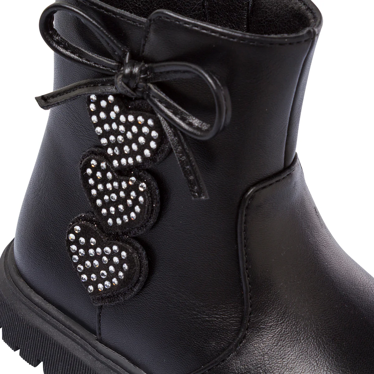 Stivaletti Primi Passi da bambina neri con cuori in strass Le scarpe di Alice - Image 4