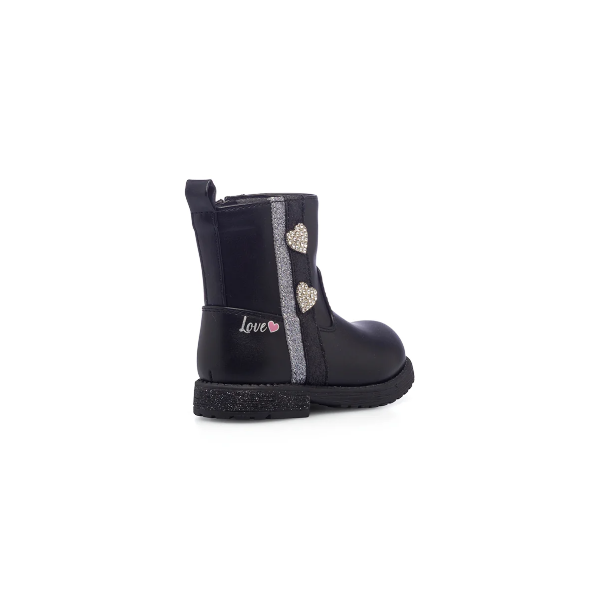 Stivaletti primi passi neri da bambina con cuoricini glitterati Le scarpe di Alice - Image 3