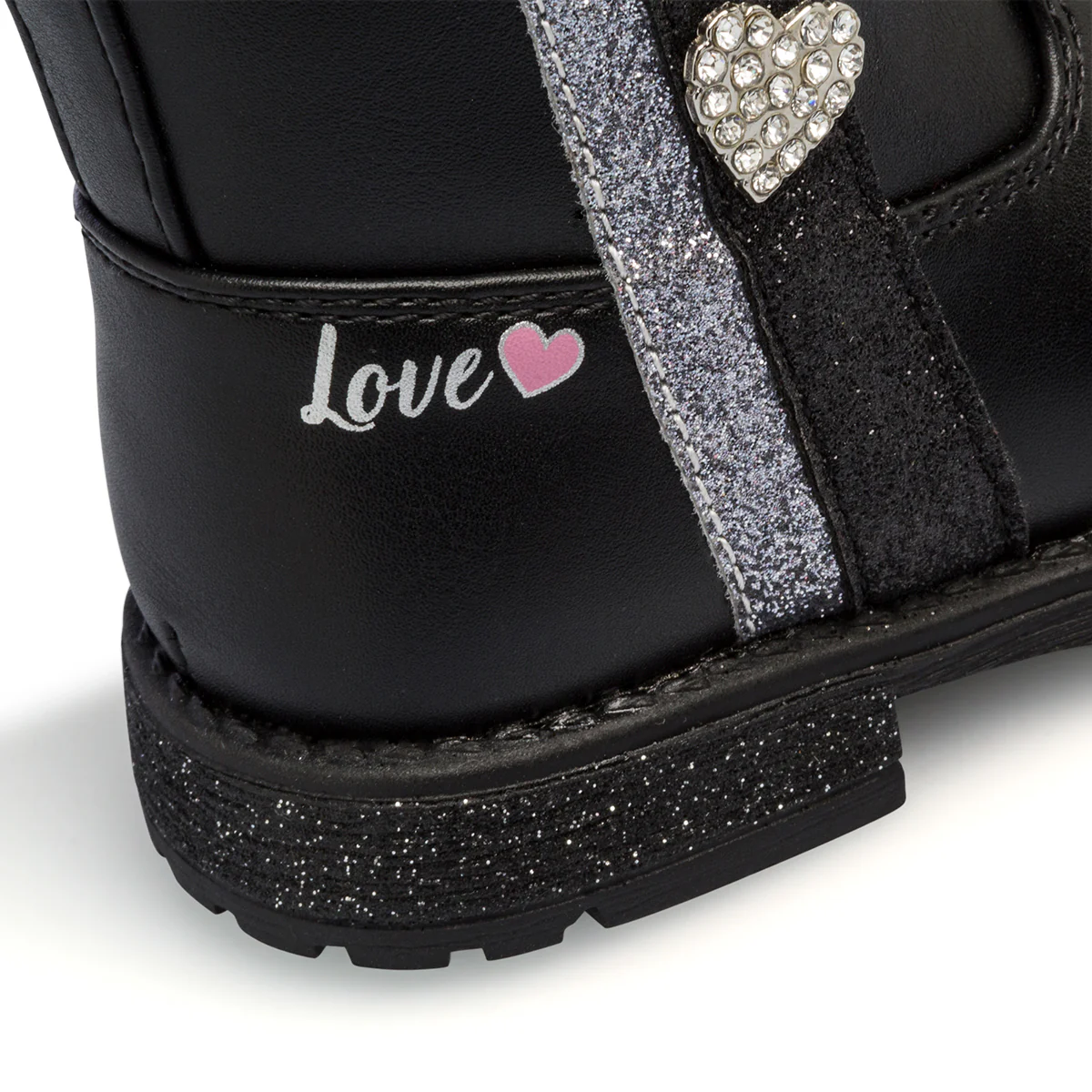 Stivaletti primi passi neri da bambina con cuoricini glitterati Le scarpe di Alice - Image 8