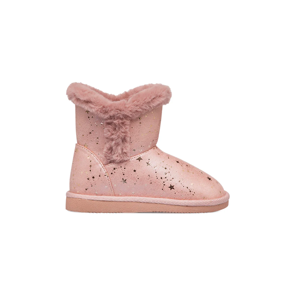 Stivaletti imbottiti rosa da bambina con stelline dorate e finta pelliccia Le Scarpe di Alice