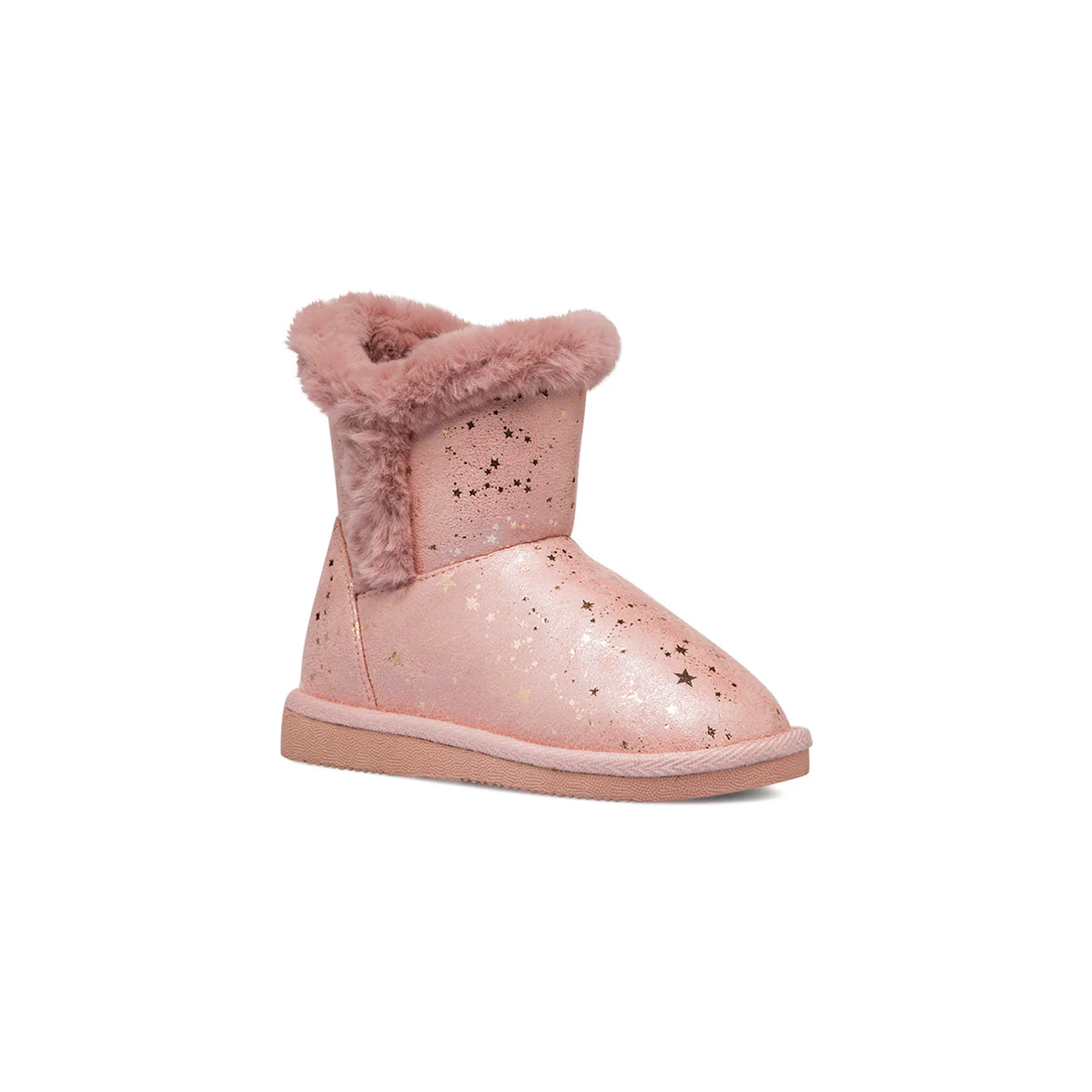 Stivaletti imbottiti rosa da bambina con stelline dorate e finta pelliccia Le Scarpe di Alice - Image 2