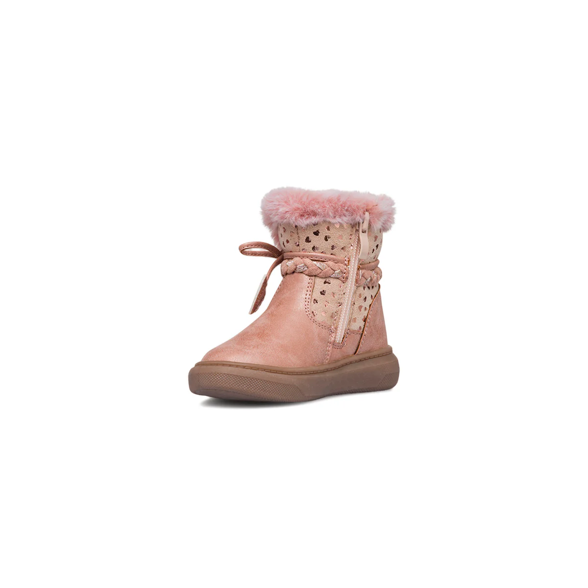 Stivaletti rosa metal da bambina con finta pelliccia Le Scarpe di Alice - Image 4