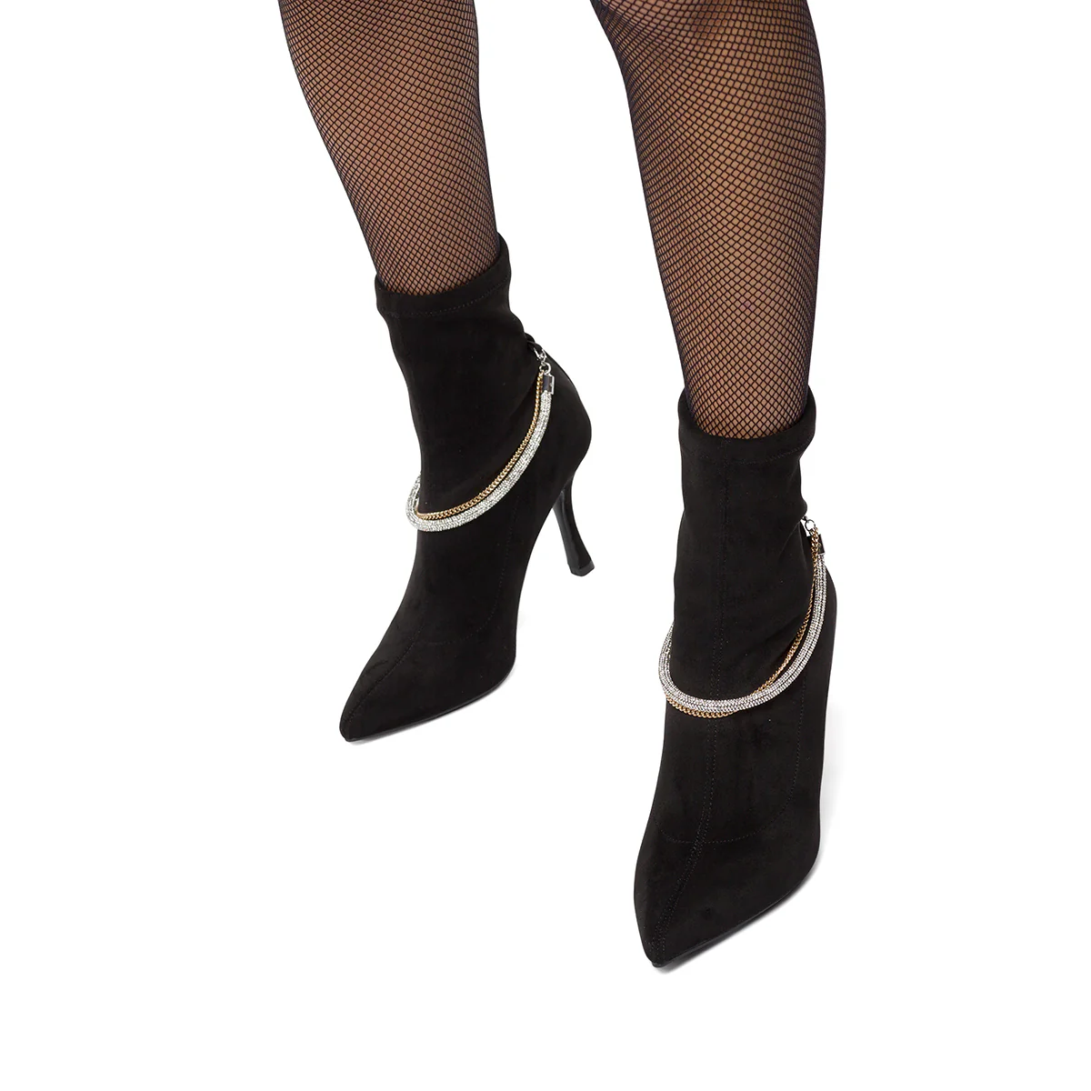 Stivaletti scamosciati con tacco a stiletto 9 cm e cordoncino di strass Lora Ferres - Image 6