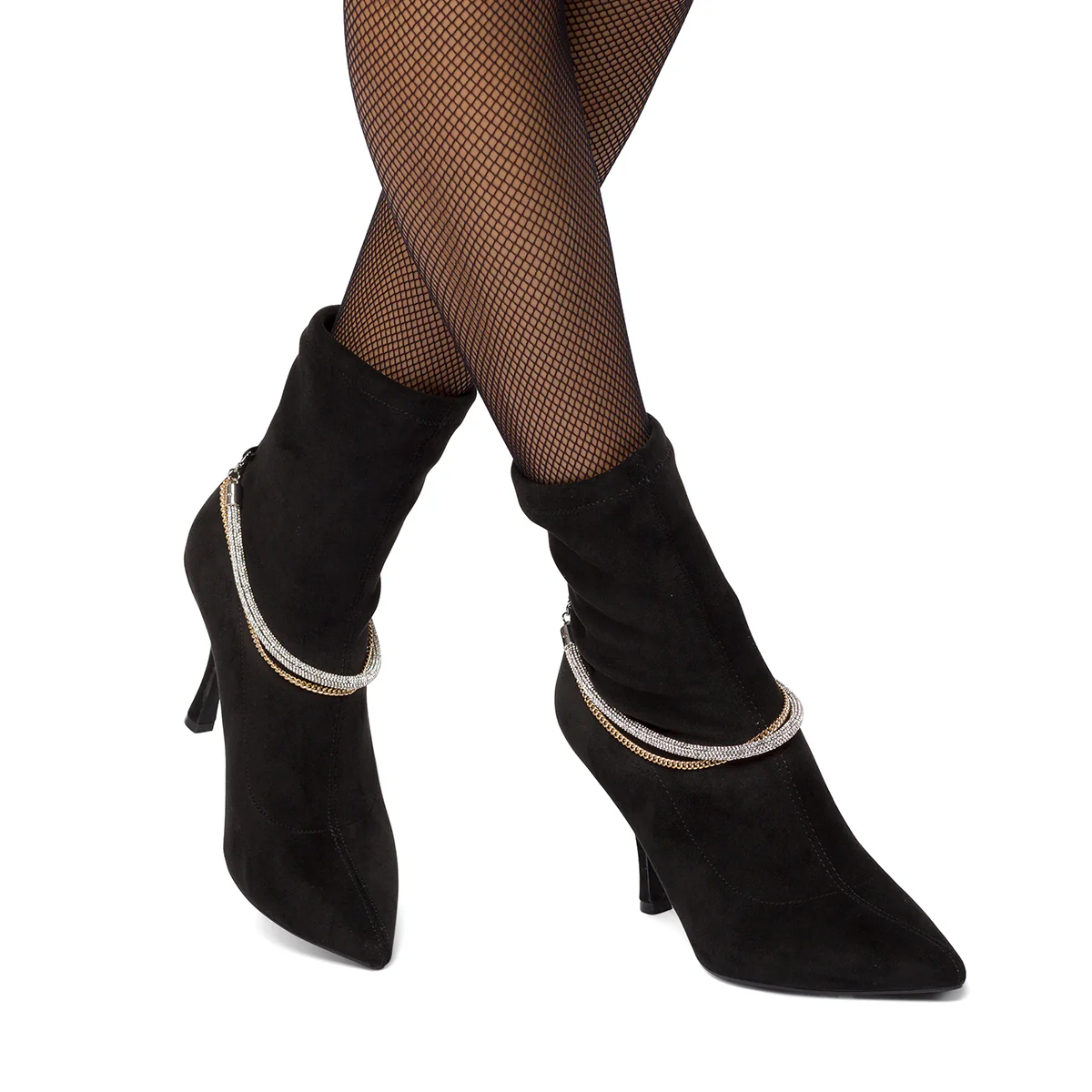 Stivaletti scamosciati con tacco a stiletto 9 cm e cordoncino di strass Lora Ferres - Image 8