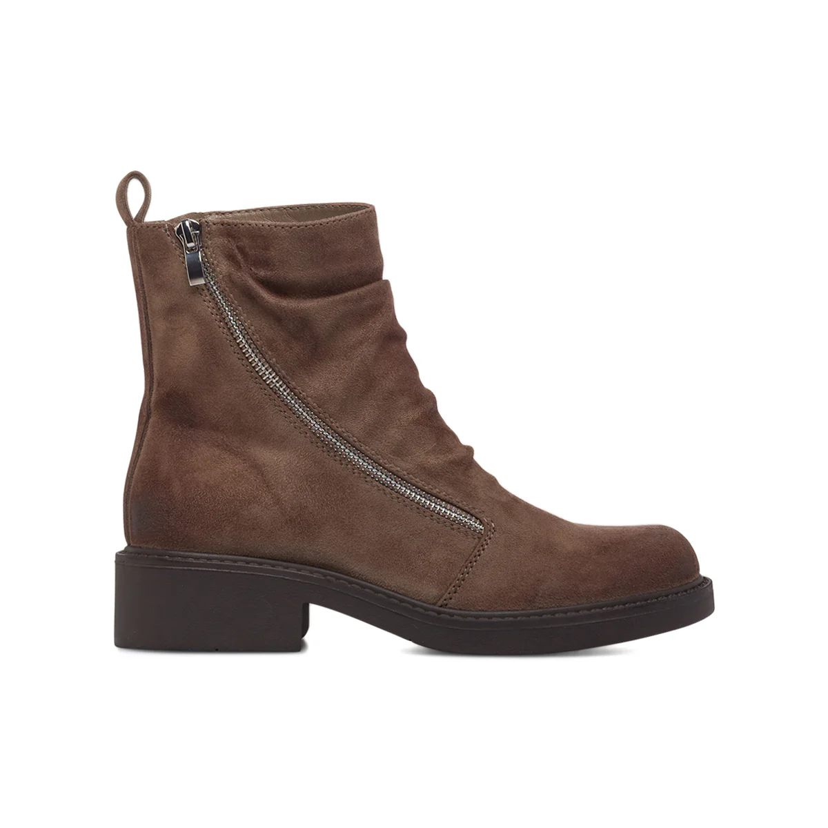 Stivaletti slouchy da donna marroni Lora Ferres effetto scamosciato