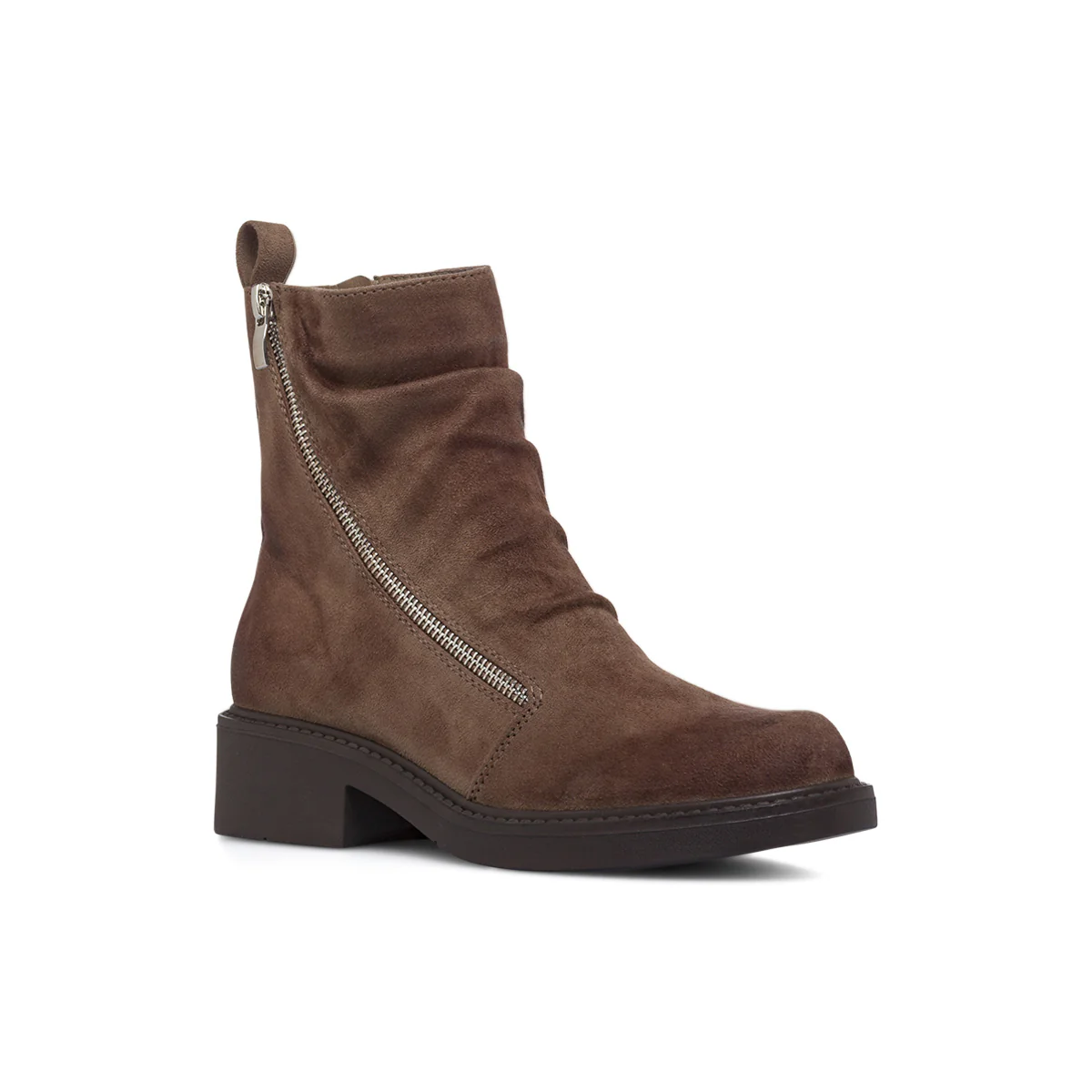 Stivaletti slouchy da donna marroni Lora Ferres effetto scamosciato - Image 2