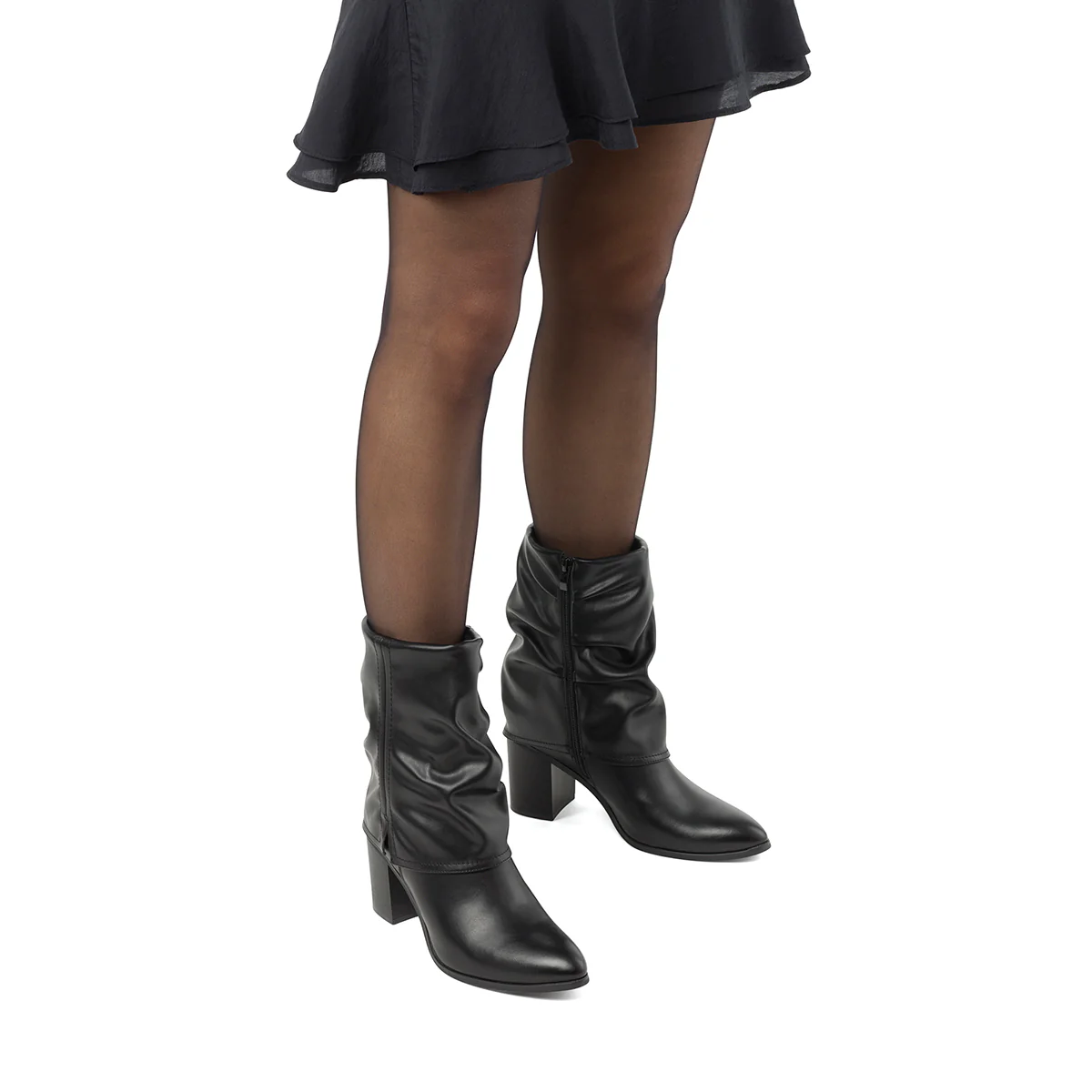 Stivaletti slouchy neri da Donna con tacco 8 cm e risvolto Lora Ferres