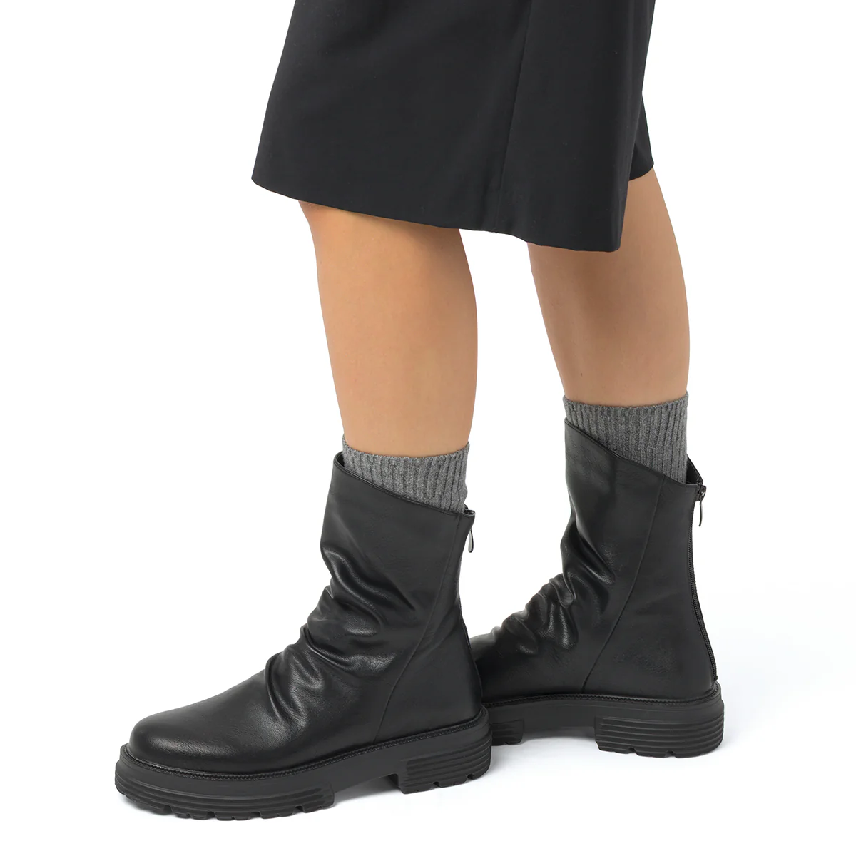 Stivaletti slouchy neri da Donna con zip Lora Ferres - Image 3