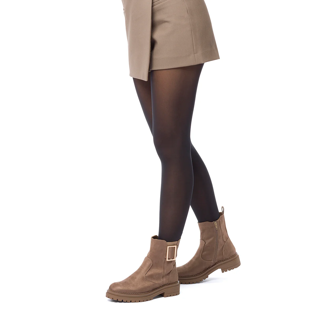 Stivaletti taupe da donna con suola chunky e zip Swish Jeans - Image 3