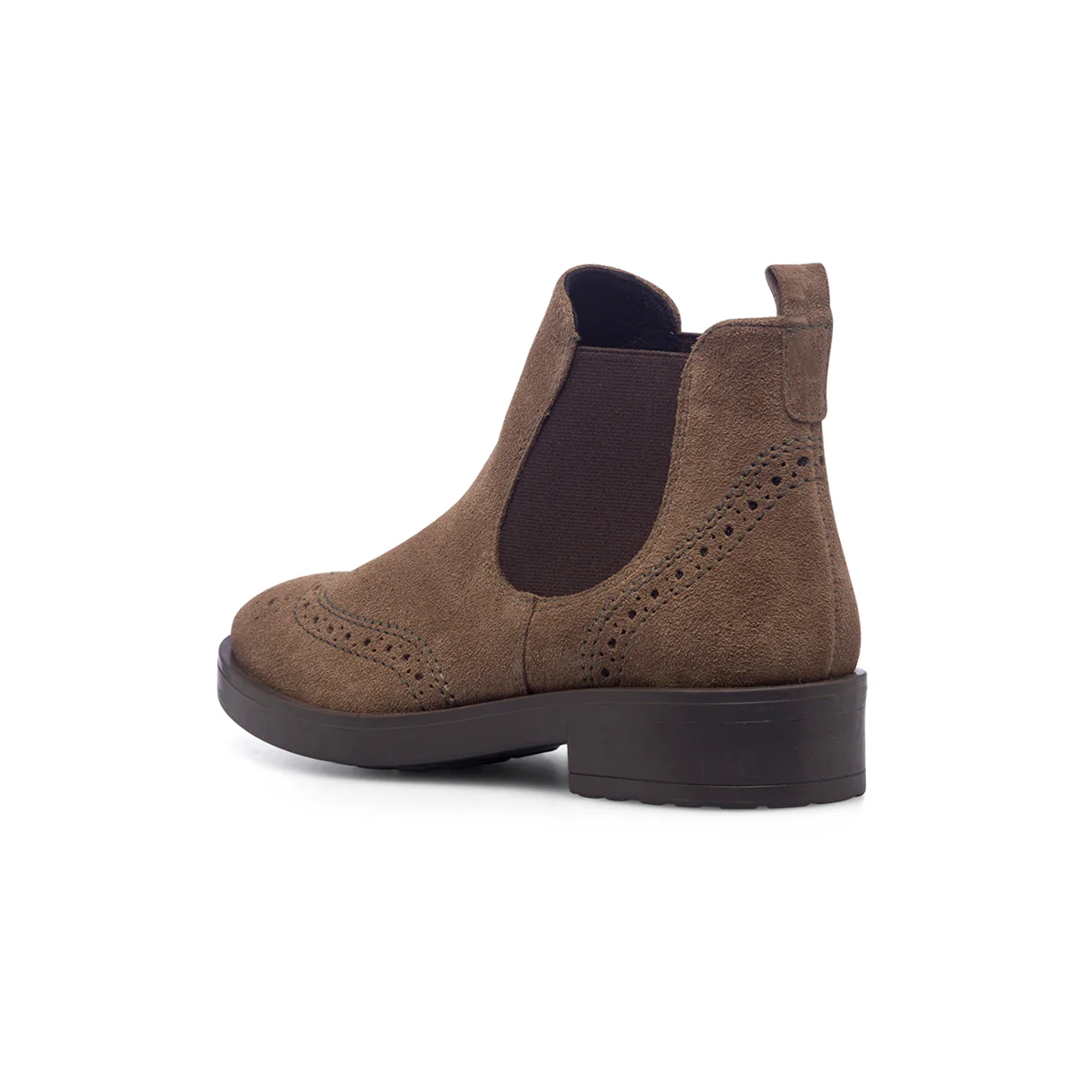 Stivaletti taupe in pelle scamosciata da donna con dettagli brogue Primopiano - Image 3