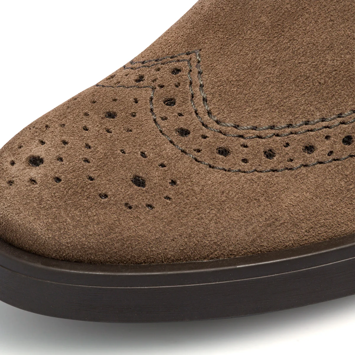 Stivaletti taupe in pelle scamosciata da donna con dettagli brogue Primopiano - Image 5
