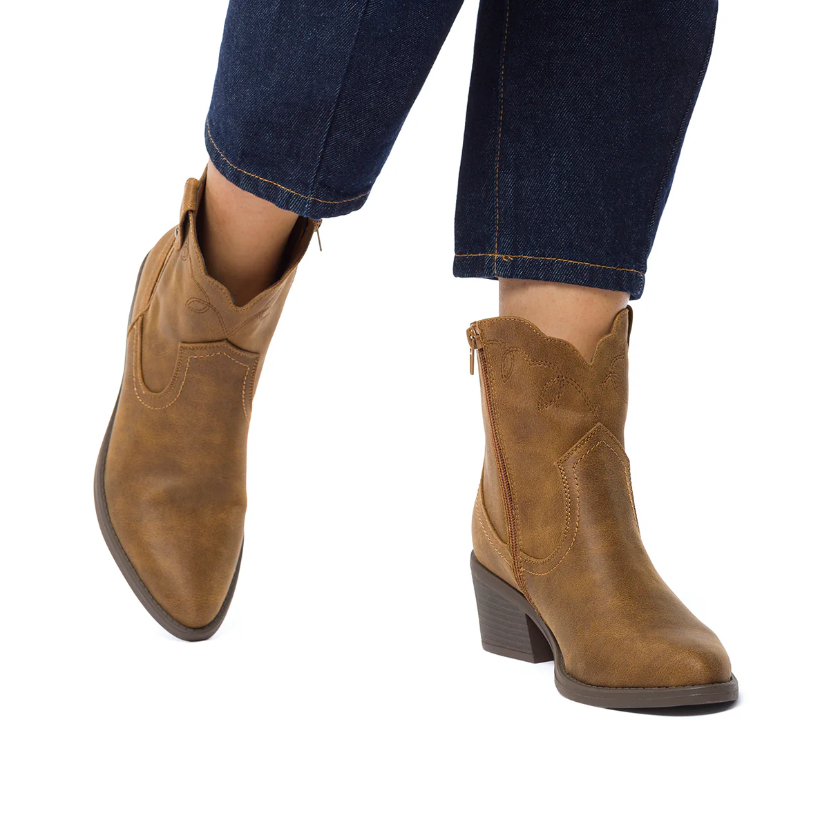 Stivaletti camperos texani marroni da donna con tacco 6 cm Swish Jeans - Image 2
