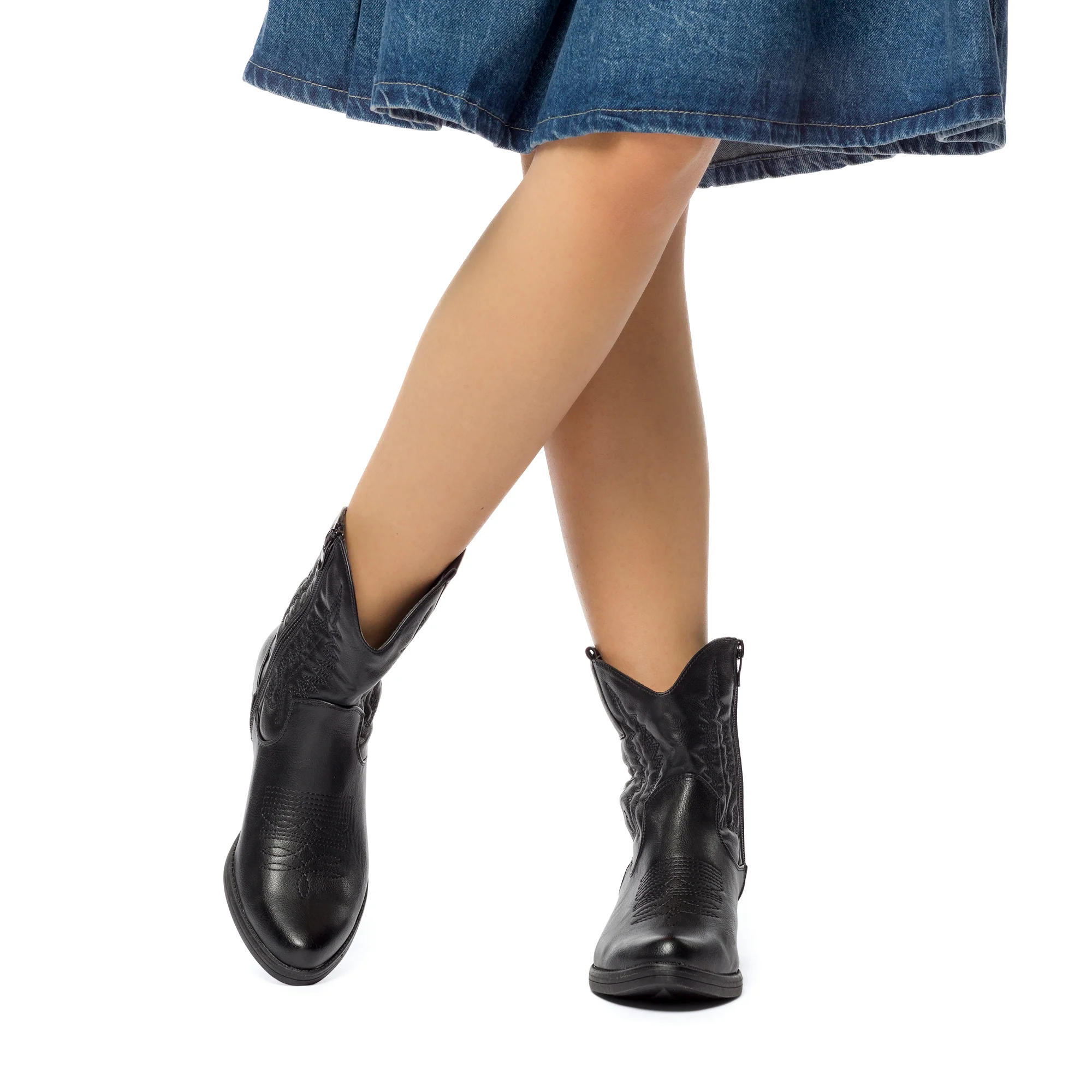 Stivaletti texani neri da donna con zip Dame Rose
