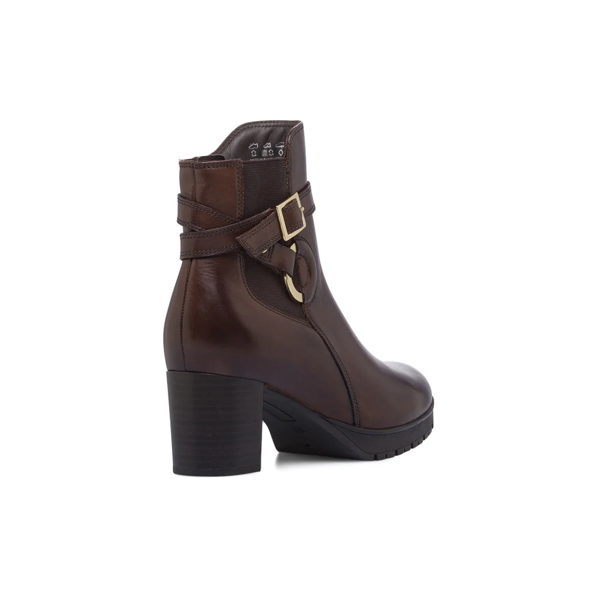 Stivaletto da donna marrone in pelle con tacco e fibbia Primopiano - Image 3