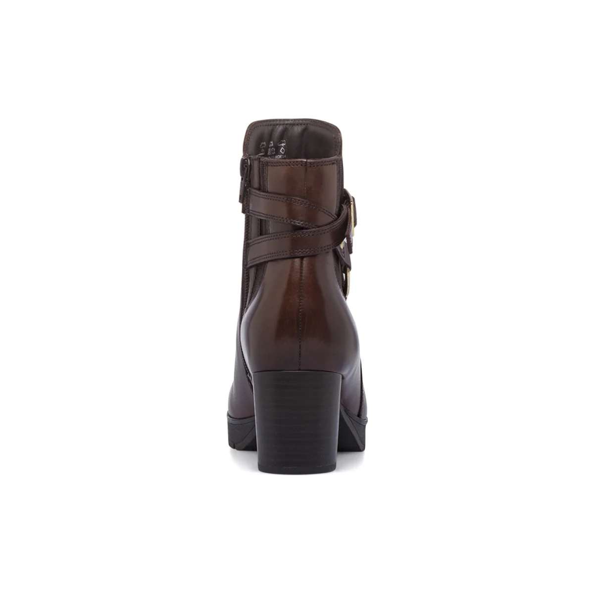 Stivaletto da donna marrone in pelle con tacco e fibbia Primopiano - Image 4