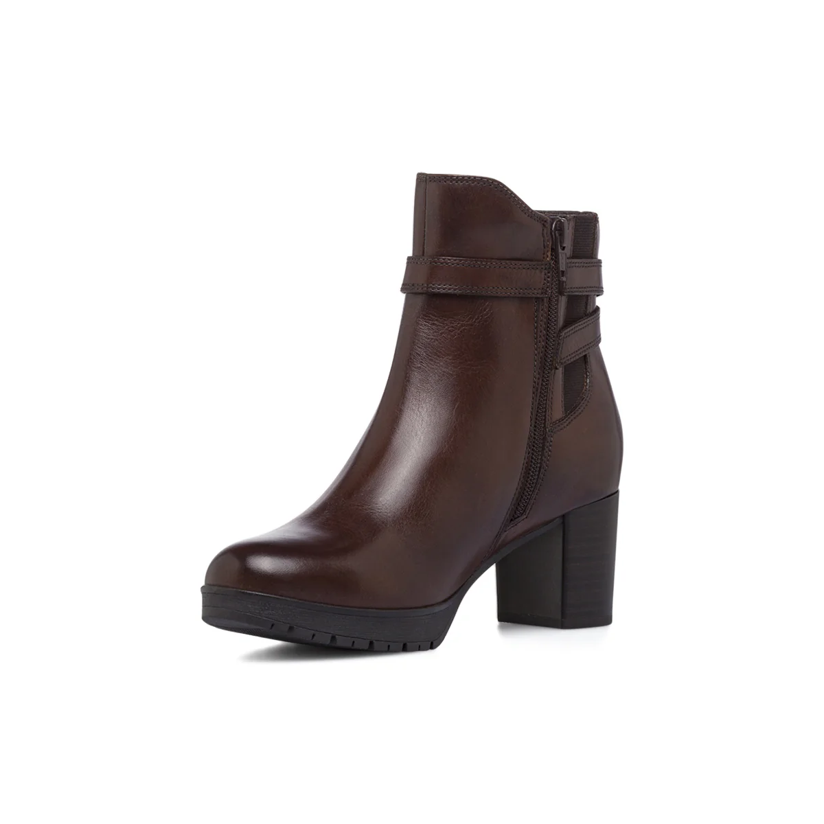 Stivaletto da donna marrone in pelle con tacco e fibbia Primopiano - Image 5