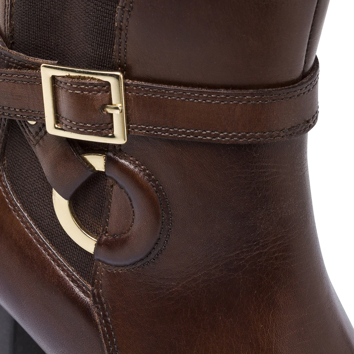 Stivaletto da donna marrone in pelle con tacco e fibbia Primopiano - Image 6