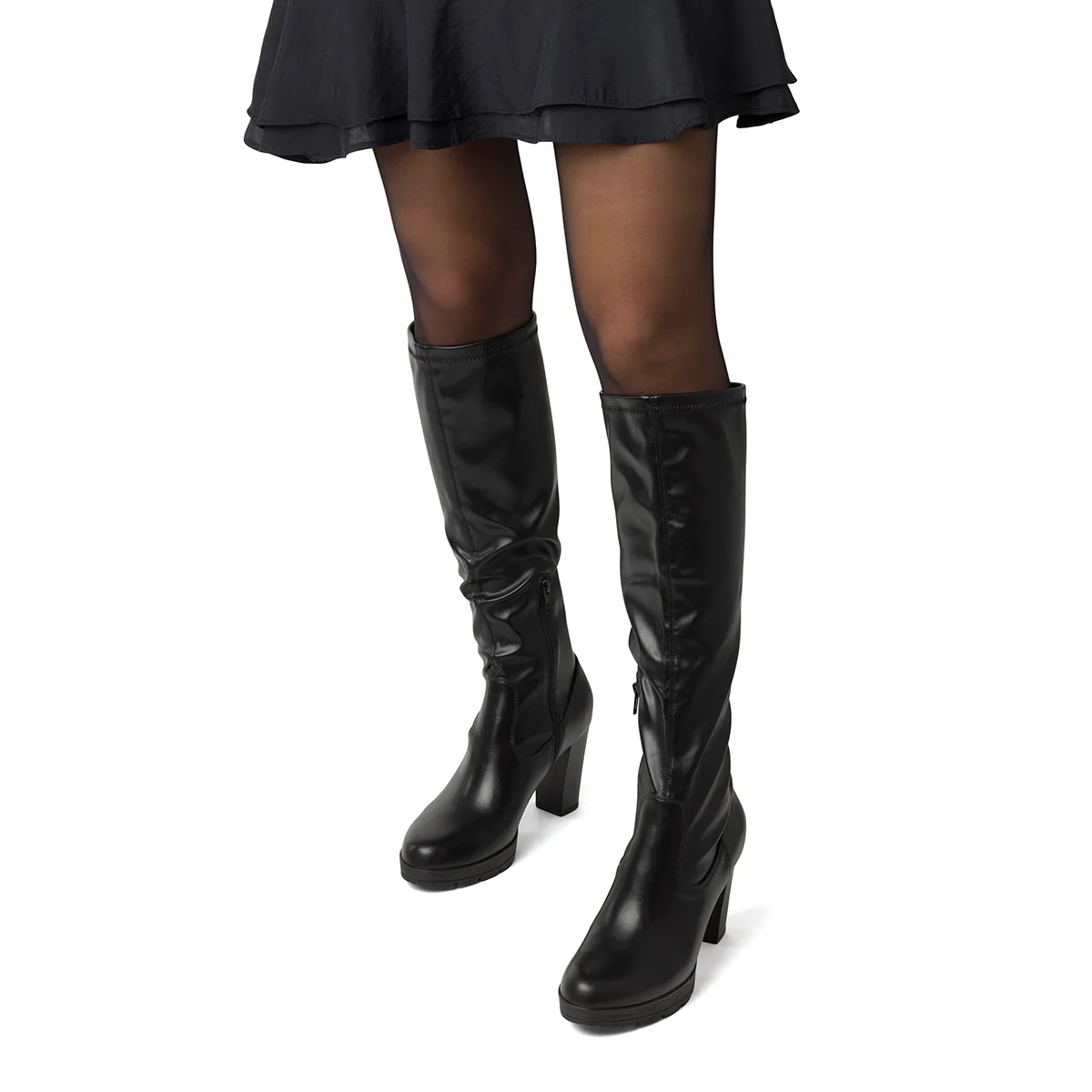 Stivali alti comfort neri da Donna con risvolto e tacco 9 cm P Soft - Image 3