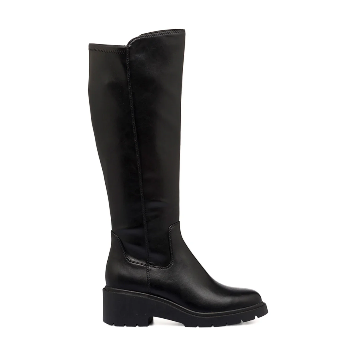 Stivali alti comfort neri da donna con zip sul lato P Soft