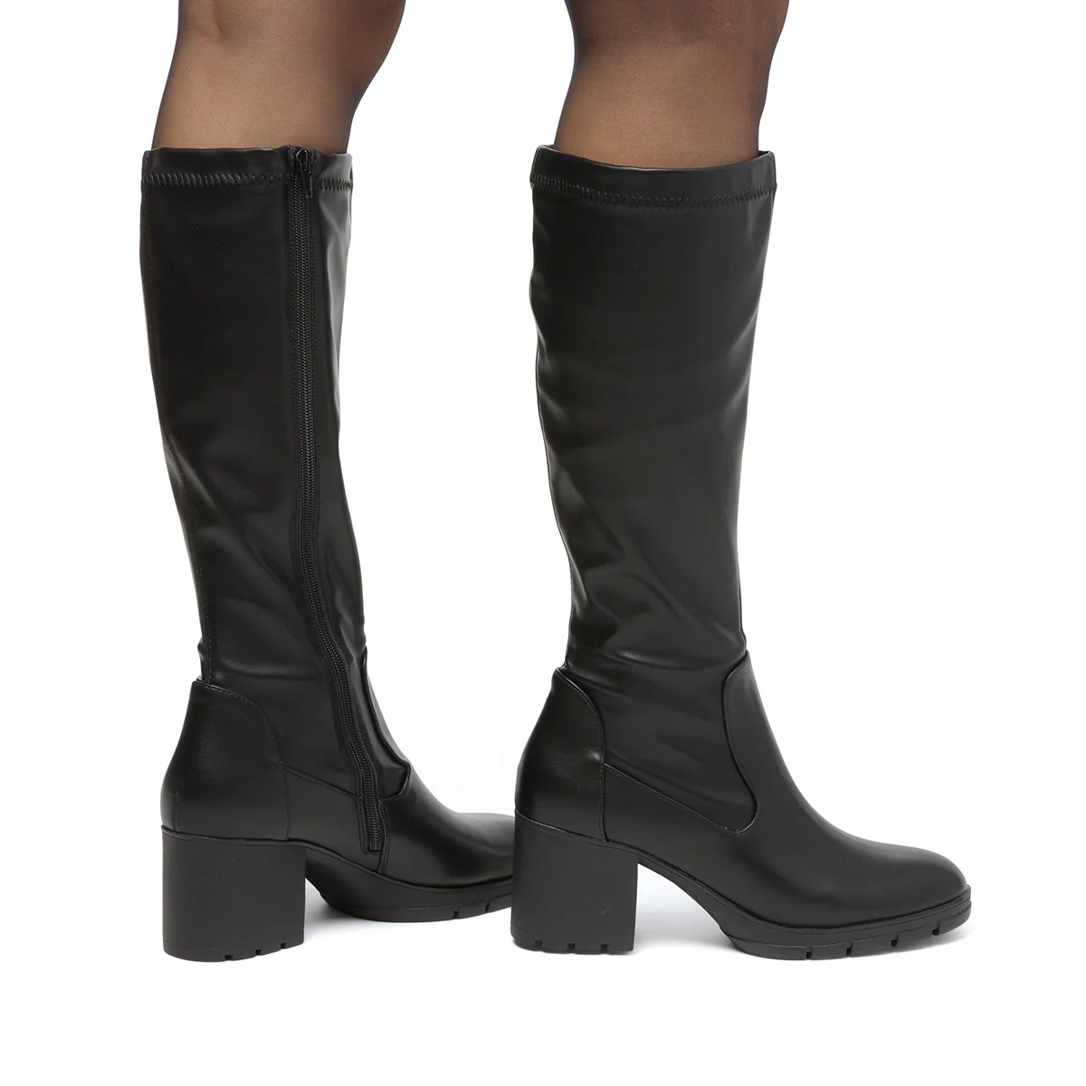 Stivali alti neri comfort da Donna con tacco a blocco 7 cm P Soft - Image 2