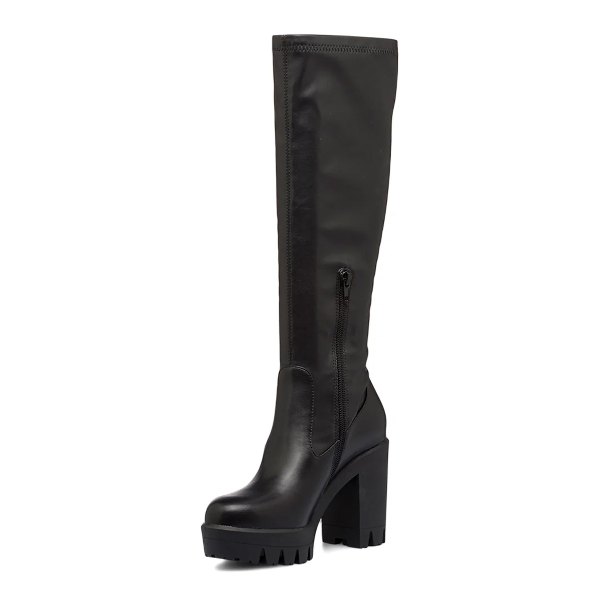 Stivali alti neri da donna con suola chunky e tacco a blocco 10 cm Lora Ferres - Image 5